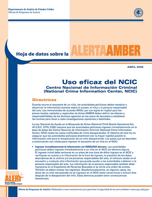 Uso eficaz del NCIC Centro Nacional de Información Criminal (National Crime Information Center, NCIC) (2005)