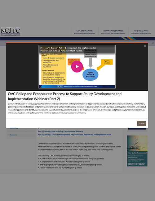 OVC Policy and Procedures: Process to Support Policy Development and Implementation Webinar (Part 2)