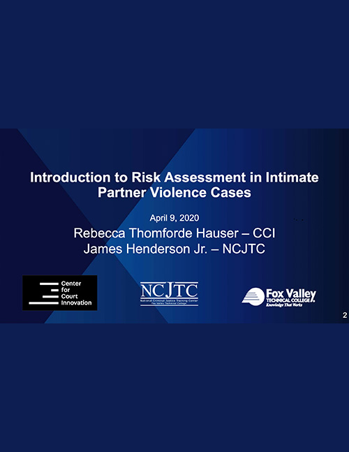 OVW Webinar Handout- Introduction to Risk Assessment for Intimate Partner Violence