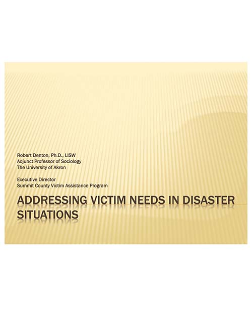 Addressing Victim Needs in Disaster Situations Image