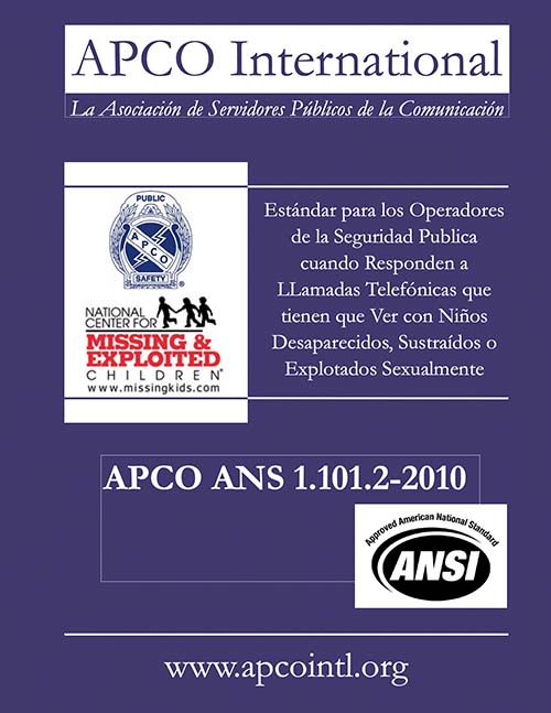 APCO Standards for Public Safety Telecommunicators - Criterio de Admisión para Niños Desaparecidos y Sustraídos Image