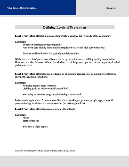 Defining Levels of Prevention