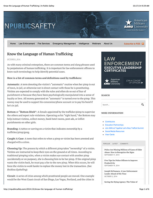 Know the Language of Human Trafficking