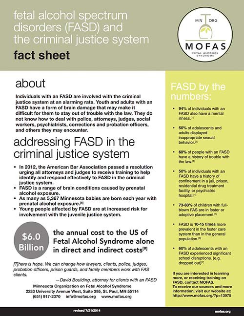 Fetal Alcohol Spectrum Disorders (FASD) and the Criminal Justice System