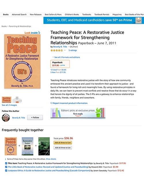 Teaching Peace: A Restorative Justice Framework for Strengthening Relationships - Amazon