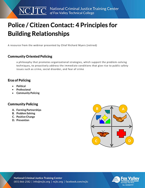 Police/Citizen Contact: 4 Principles to  Improve Relationships handout