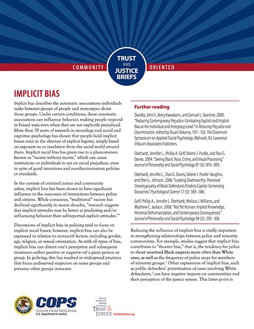 Trust and Justice Briefs - Implicit Bias Image