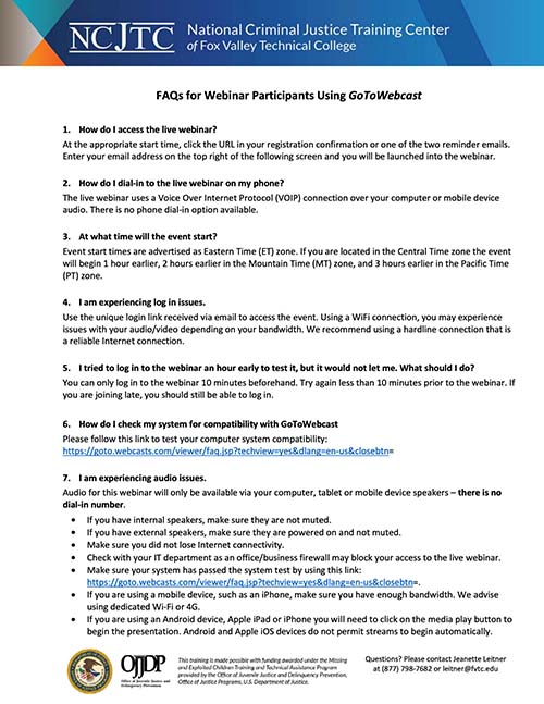 FAQs for Webinar Participants Using GoToWebcast