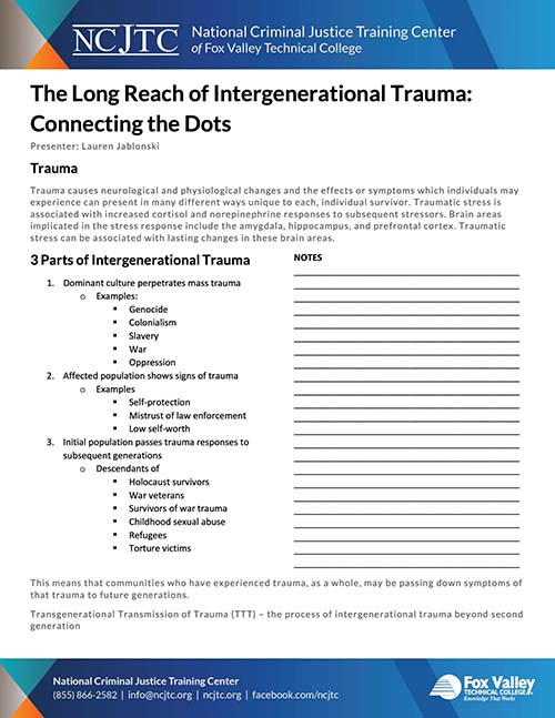 Long Reach of Intergenerational Trauma - Handout