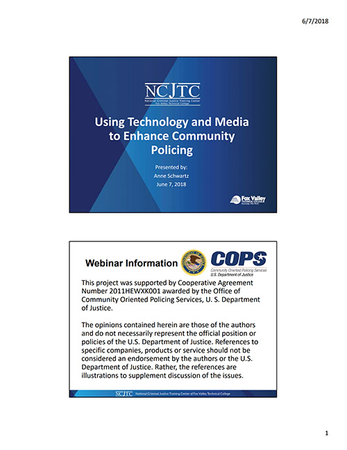 Using Technology and Media to Enhance Community Policing Webinar Handout