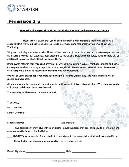 Project Starfish Webinar- Permission Slip