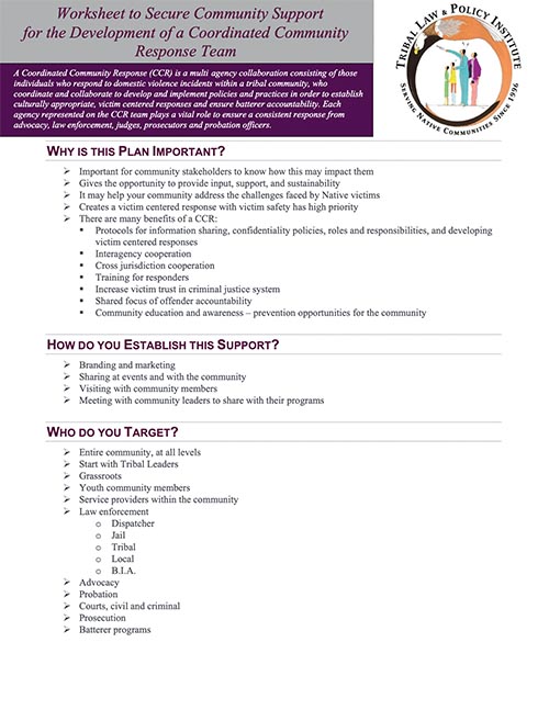 Developing a Tribal Coordinated Community Response (CCR) Team Checklist Image