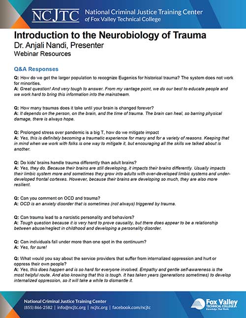 Introduction to the Neurobiology of Trauma Q&A