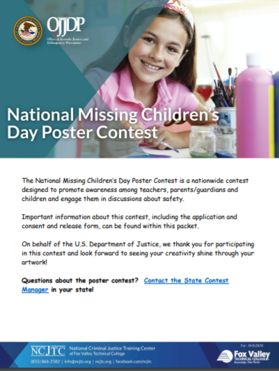 39th Annual National Missing Children’s Day Poster Contest Packet Image