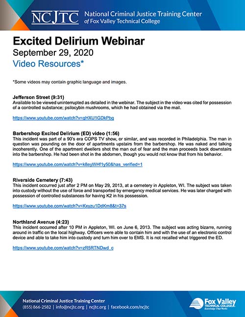 Excited Delirium Syndrome - Video Resources