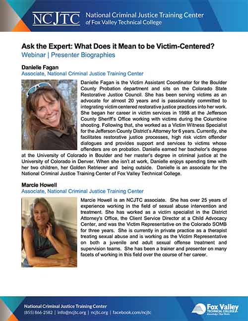 What Does it Mean to be Victim-Centered - Biographies