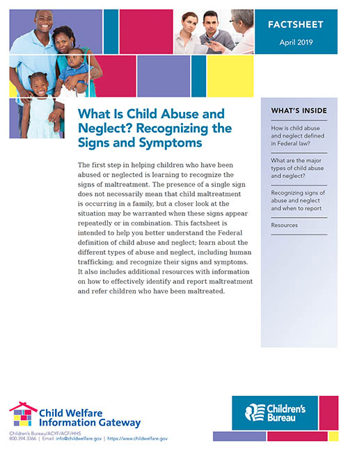 Child Abuse and Neglect - Signs and Symptoms factsheet