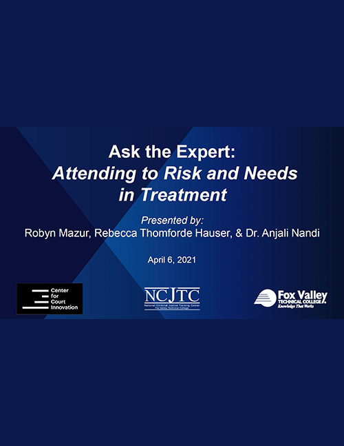 Ask the Expert Series: Attending to Risk and Needs in Treatment webinar - Powerpoint Slides
