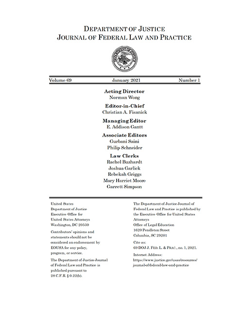 Department of Justice - Journal of Federal Law and Practice (January 2021)