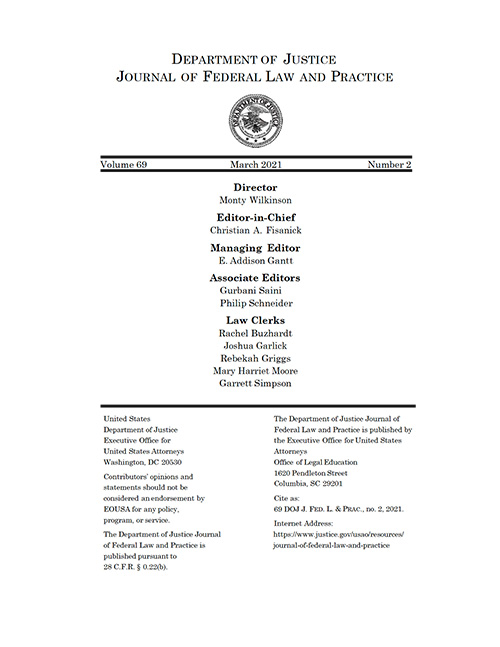 Department of Justice - Journal of Federal Law and Practice (March 2021)