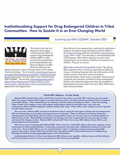 Institutionalizing Support for Drug Endangered Children in Tribal Communities