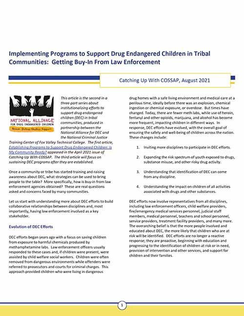 Implementing Programs to Support Drug Endangered Children in Tribal Communities