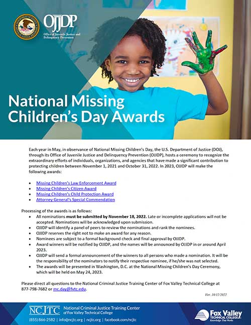40th Annual National Missing Children's Day Award Packet