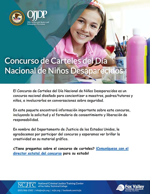 40th Annual National Missing Children's Day Poster Contest Packet- Spanish Image