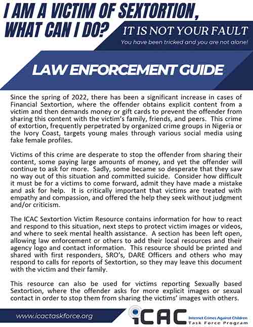 Victim of Sextortion - Law Enforcement Guide