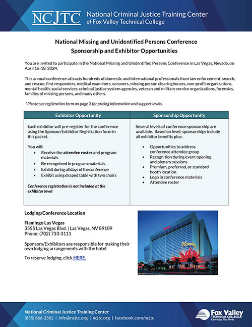 2024 Missing and Unidentified Persons Conference Exhibitor/Sponsorship Form