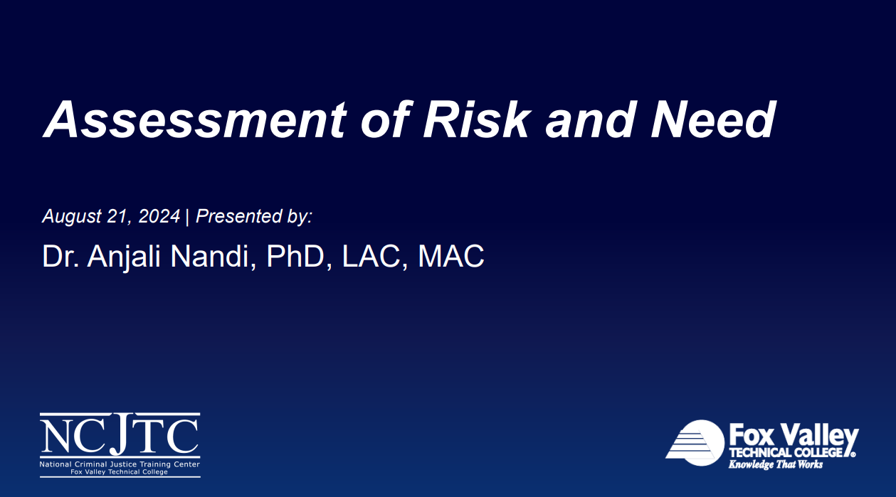 Assessment of Risk and Need Webinar | PowerPoint Slides