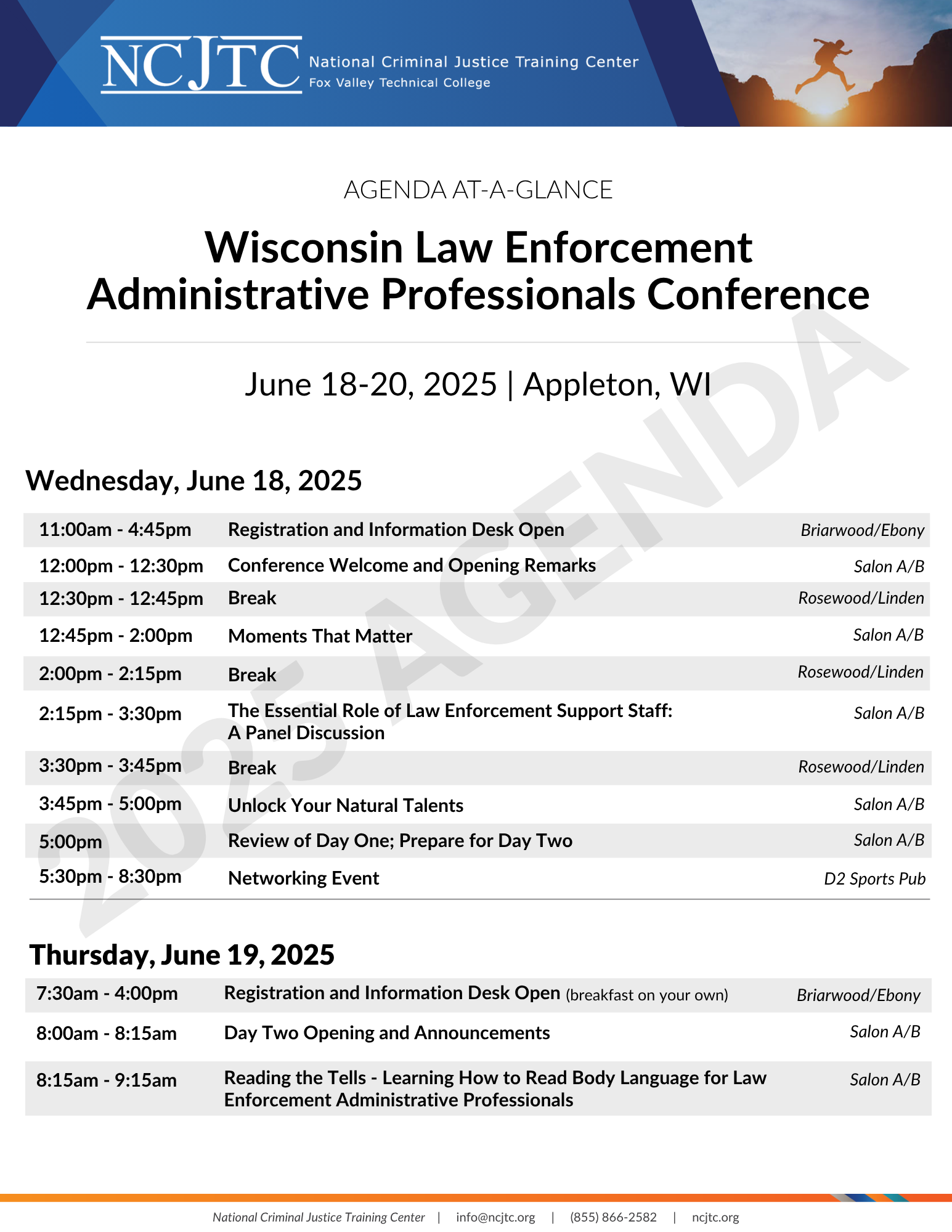 2025 Agenda - Wisconsin Law Enforcement Administrative Professionals Training Conference