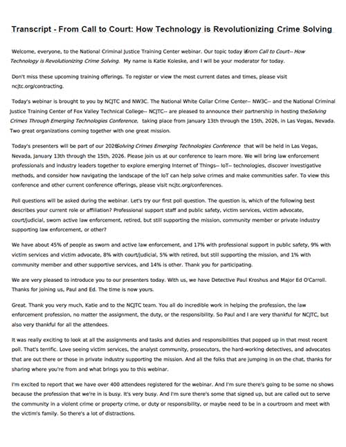 From Call to Court - Transcript