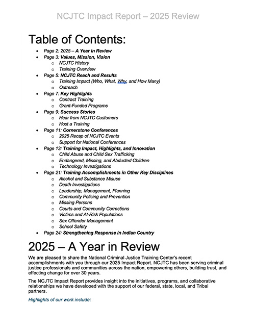 *NCJTC Impact Report - 2025 Review (text-only version)